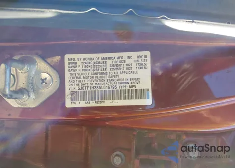 2010 Honda Accord Crosstour Ex из США, поврежденный, VIN 5J6TF1H38AL016795